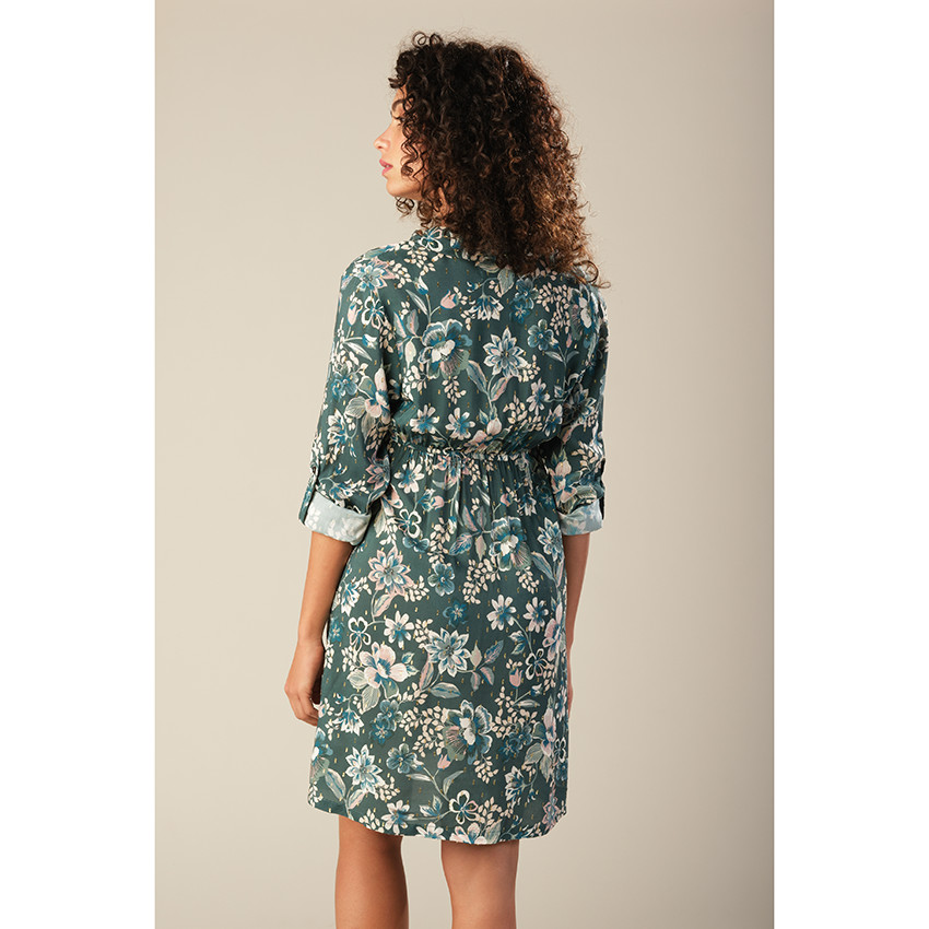 Robe de grossesse manches longues à fleurs 