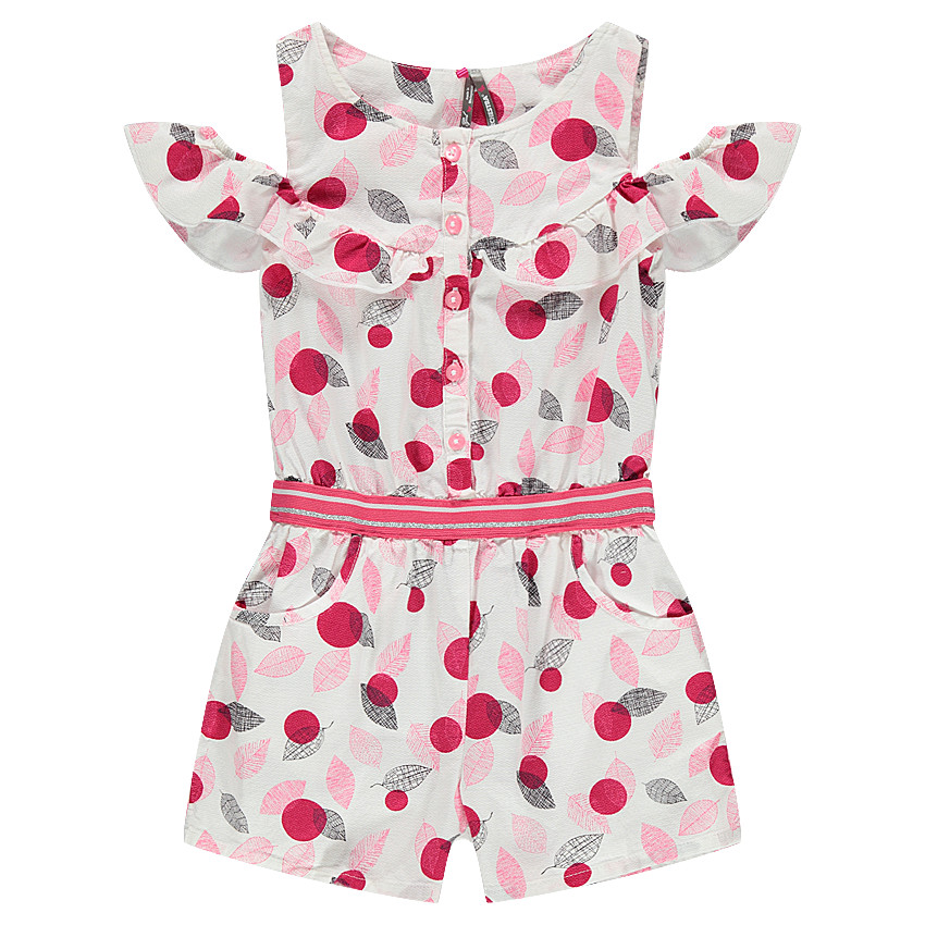 Combishort à épaules ajourées avec imprimé feuilles all-over 