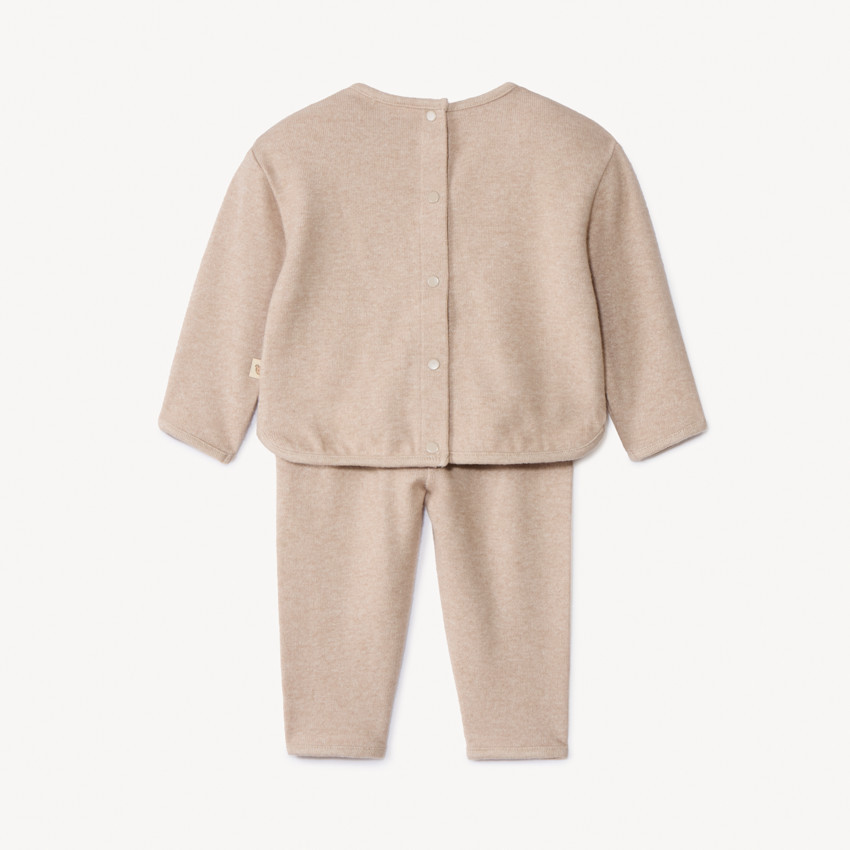 Ensemble 2 pièces uni en coupé-cousu pour bébé 