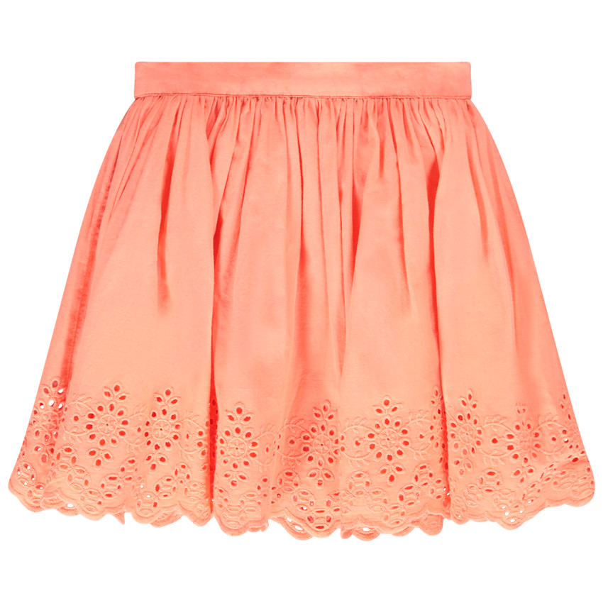 Jupe courte patineuse avec broderie anglaise pour fille 