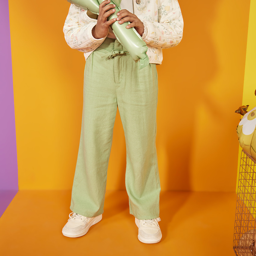 Pantalon large en toile unie pour fille 