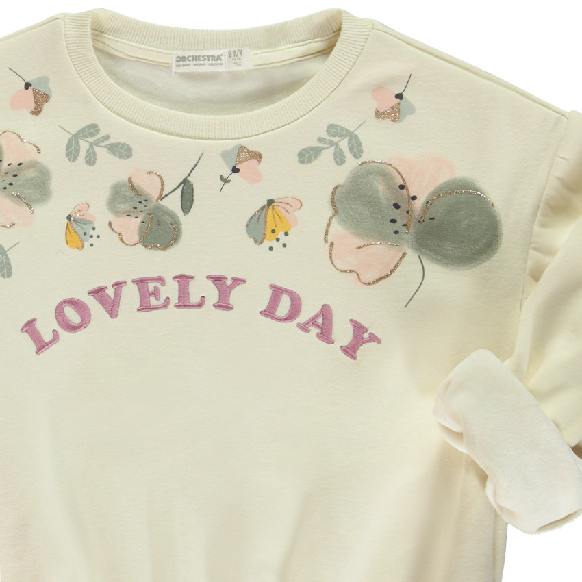 Sweat oversize avec fleurs et motifs fantaisies pour fille  