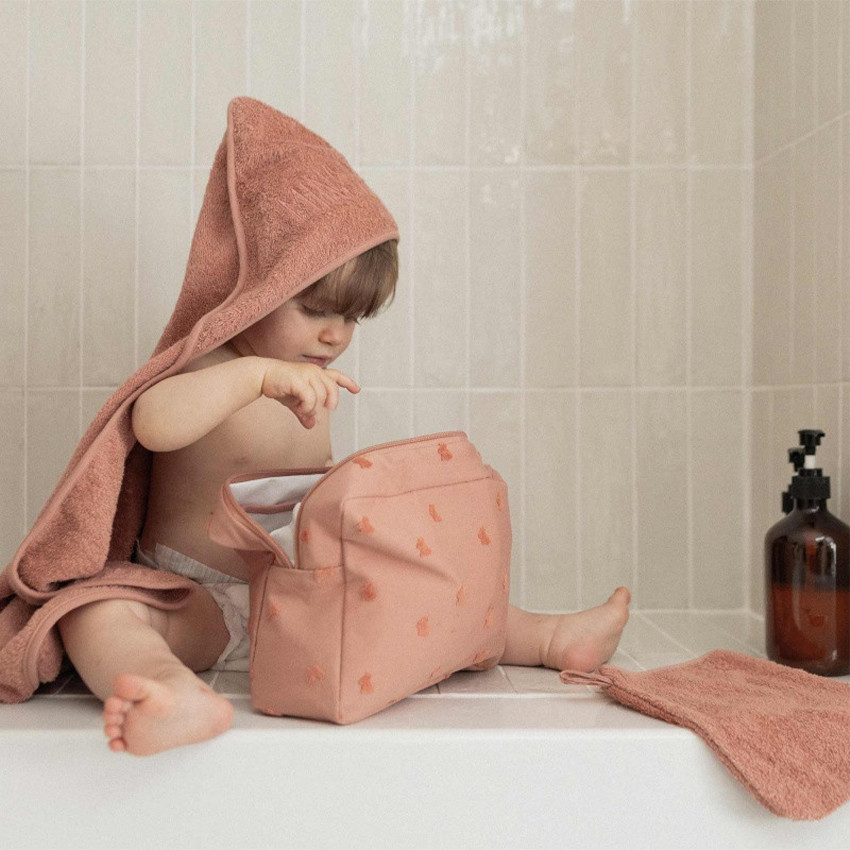 Cape de bain + Gant "Mini Nous" 70x70cm Terracotta 