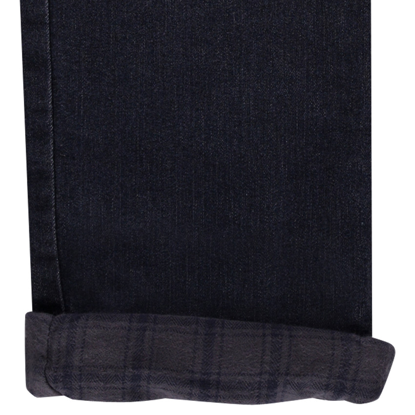 Junior - Jeans effet used doublé flanelle avec poches zippées 