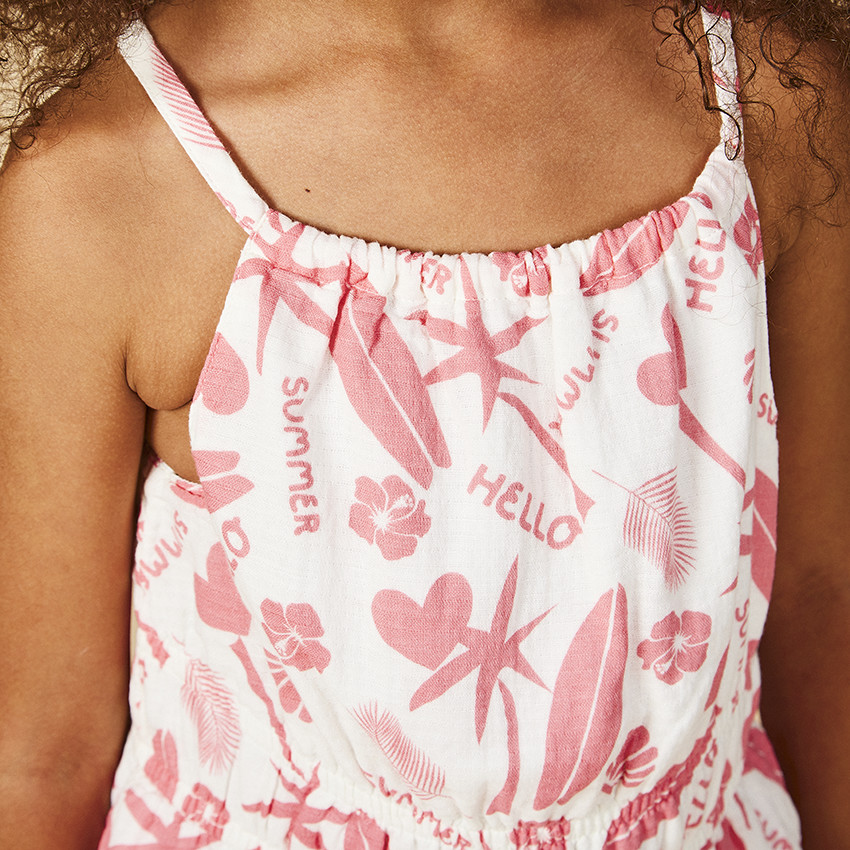 Robe en seersucker imprimé exotique pour fille 