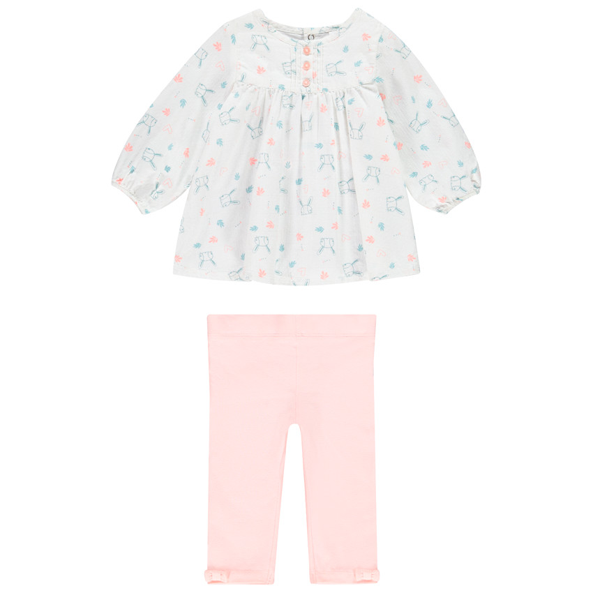Ensemble tunique imprimée et legging en jersey pour bébé fille 