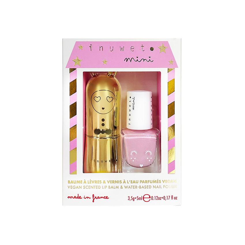 Coffret duo Noël baume à lèvres parfum cheesecake + vernis rose pastèque