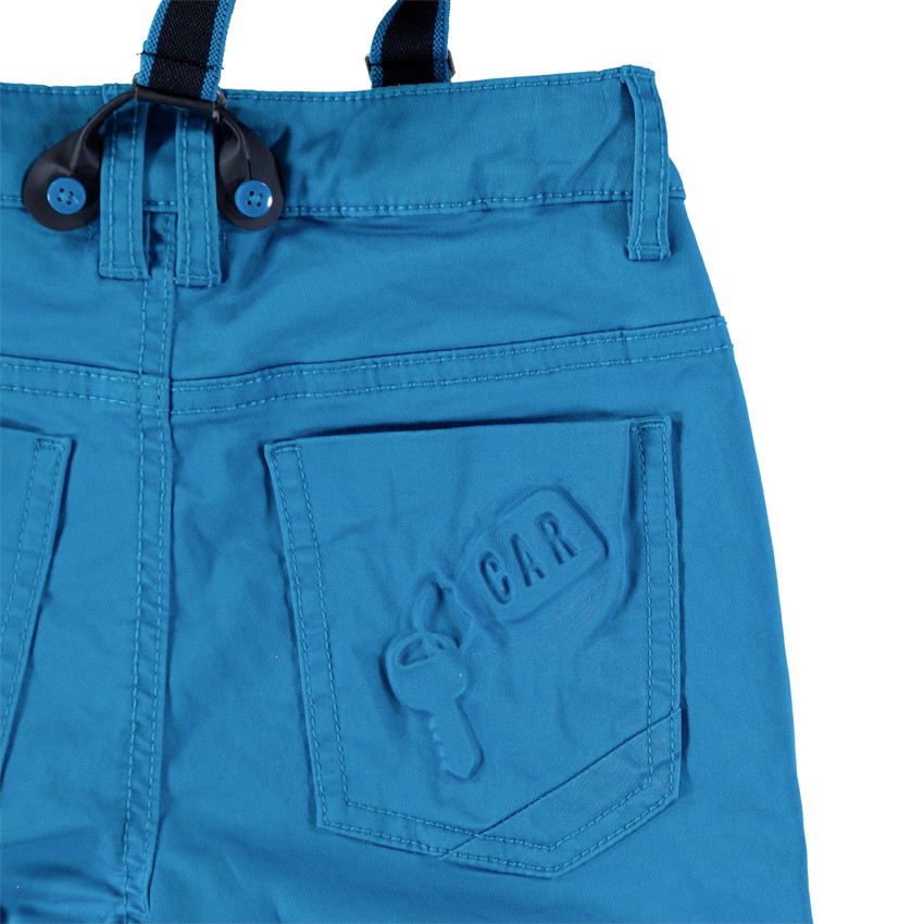Pantalon bleu doublé jersey à poches et bretelles amovibles 