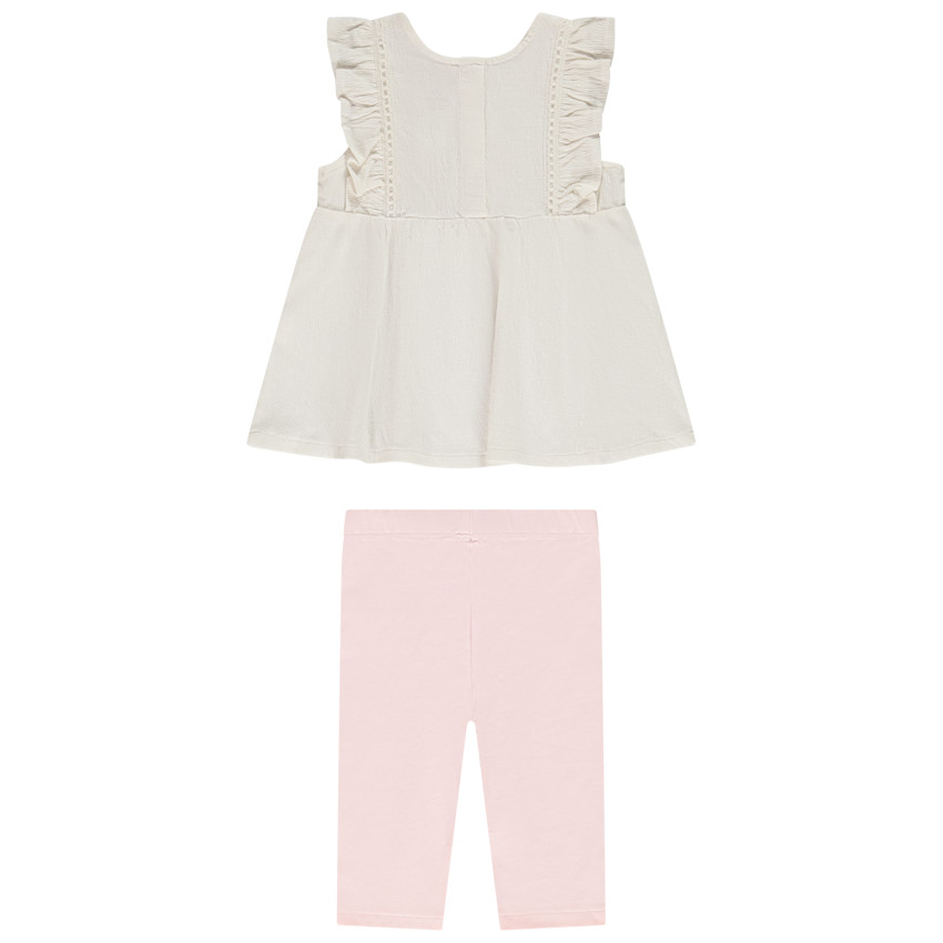 Ensemble en jersey tunique brodée + caleçon pour bébé fille 