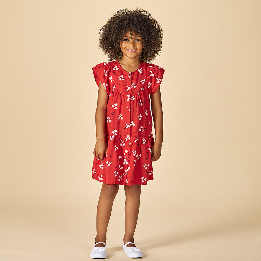 Robe manches courtes imprime fleurs pour fille Orchestra