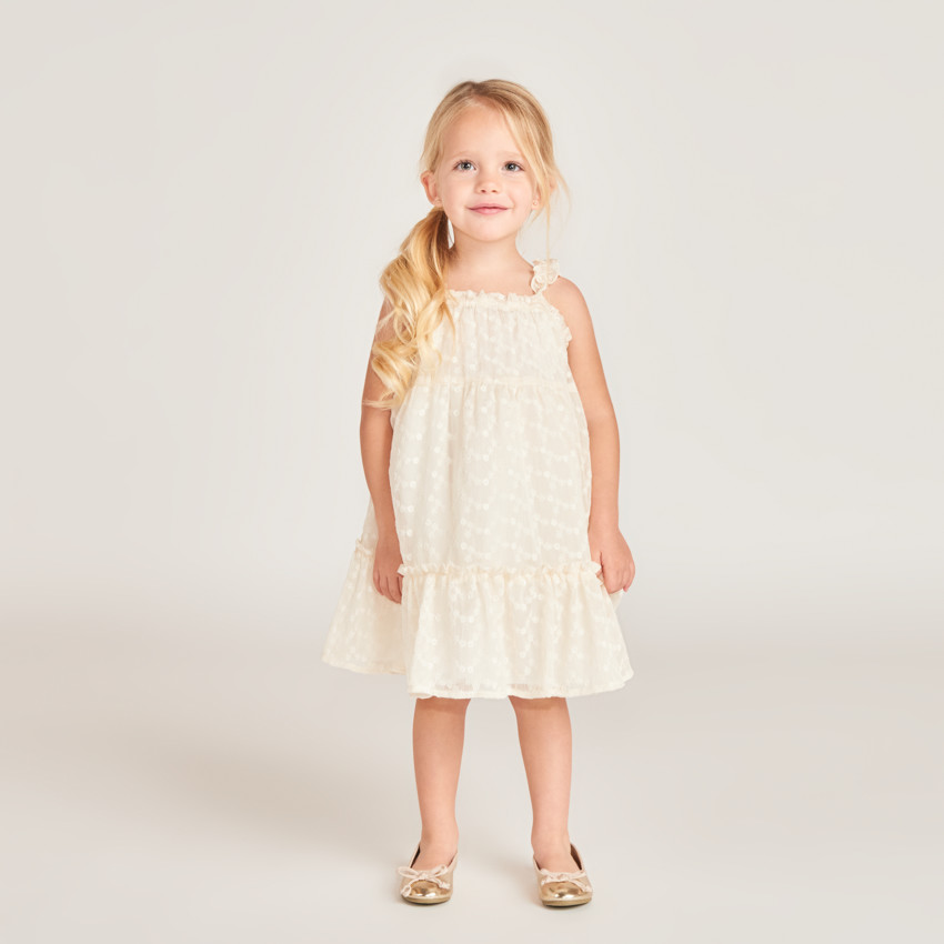Robe à bretelles en tulle brodée ailes de papillon dans le dos pour bébé fille