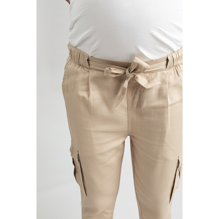 Pantalon de grossesse fluie uni à poches 