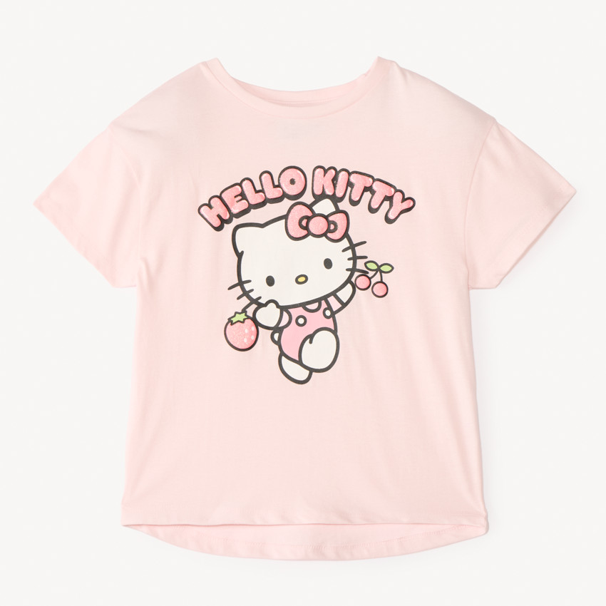 T-shirt manches courtes print pailleté Hello Kitty pour fille