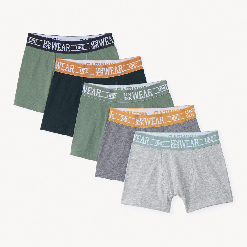 Lot de 5 boxers unis pour garçon  