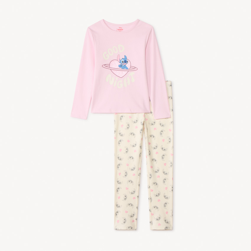 Set pyjama long en interlock Stitch Disney pour fille 