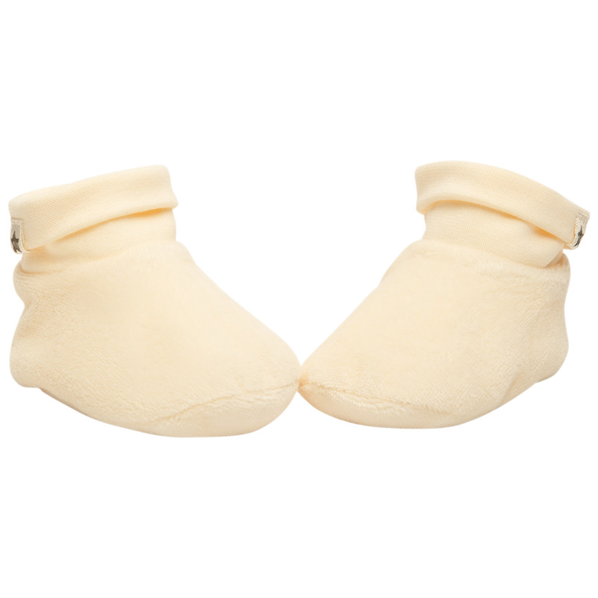 chaussons en velours avec étiquette étoile pour bébé - beige