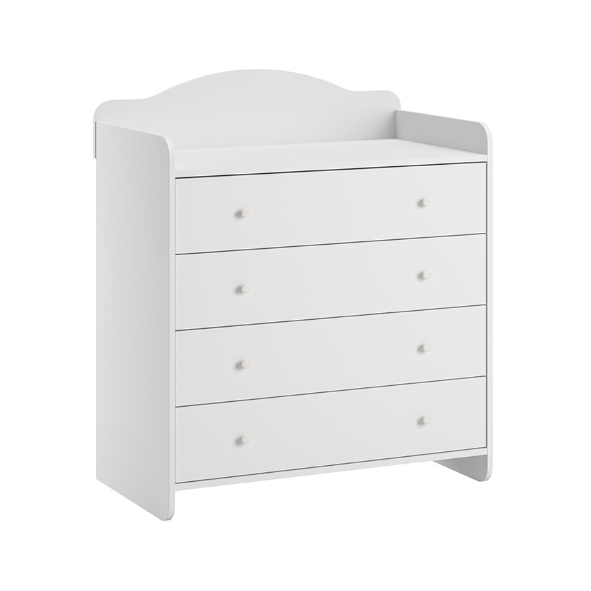 Commode 4 tiroirs avec plan à langer Megève blanc 