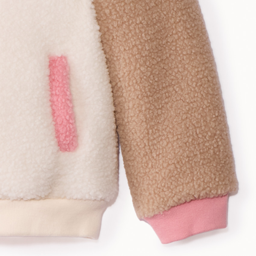 Blouson en sherpa moutonné effet colorblock pour fille  