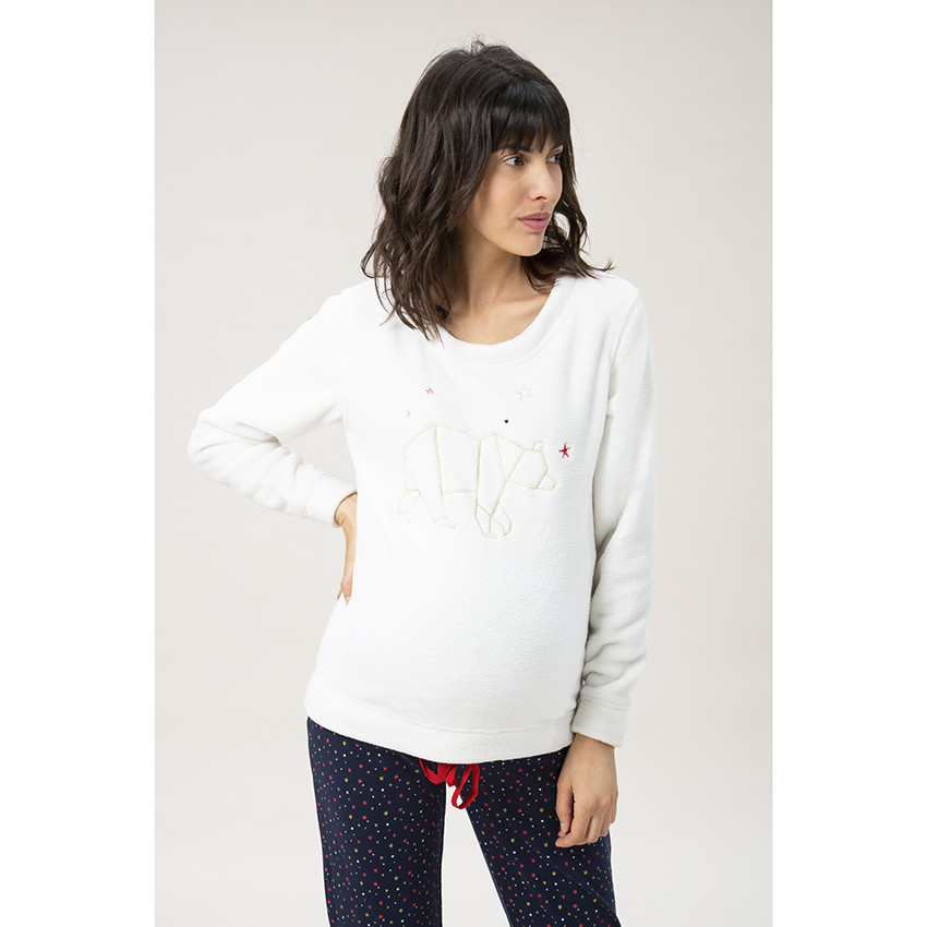 Sweat homewear de grossesse à ours brodé 