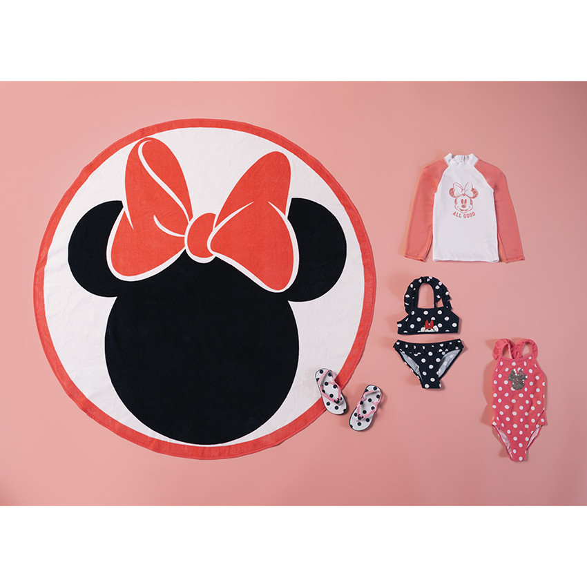Tongs imprimé pois et badge Minnie Disney pour fille avec lanière selon l'âge 