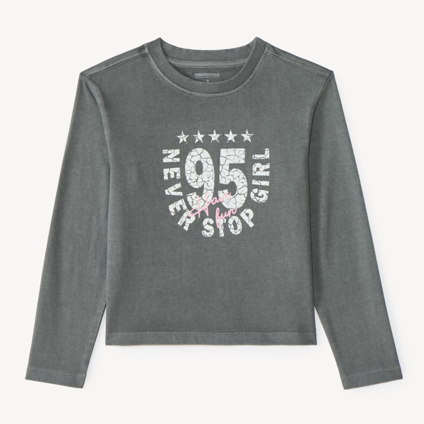 T-shirt manches longues fille effet délavé  