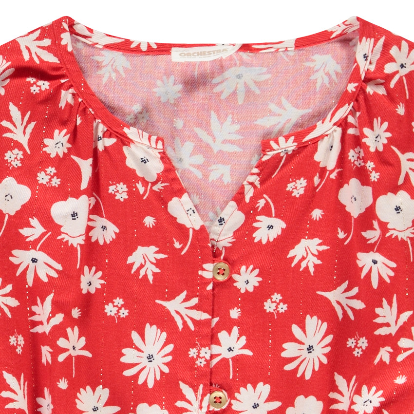 Blouse en twill scintillant imprimé fleurs pour fille 