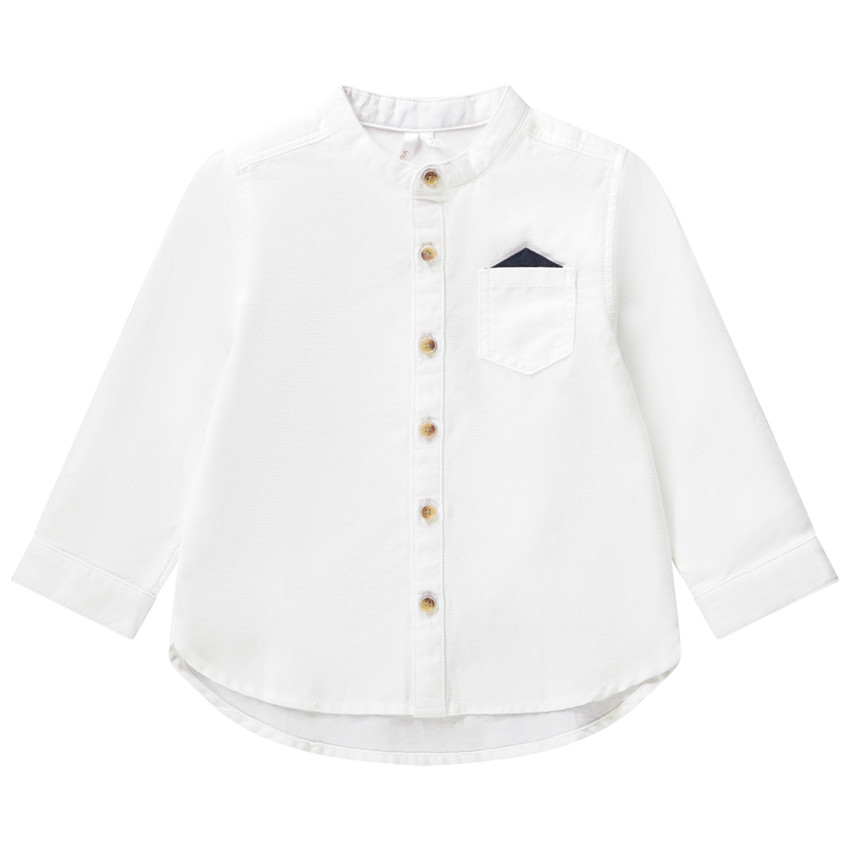 Chemise manches longues col mao à mouchoir pour bébé garçon