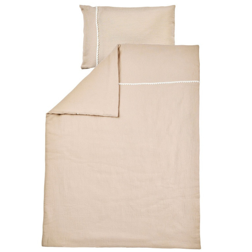 Housse de couette 100x140 cm + taie d'oreiller 40x60 cm - Gaze de coton - Fanfan - Sable