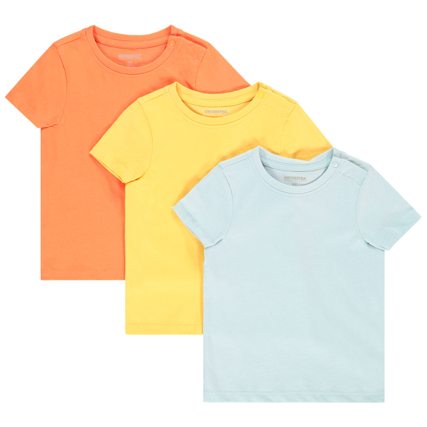 Lot de 3 t-shirts unis en coton pour bébé garçon 