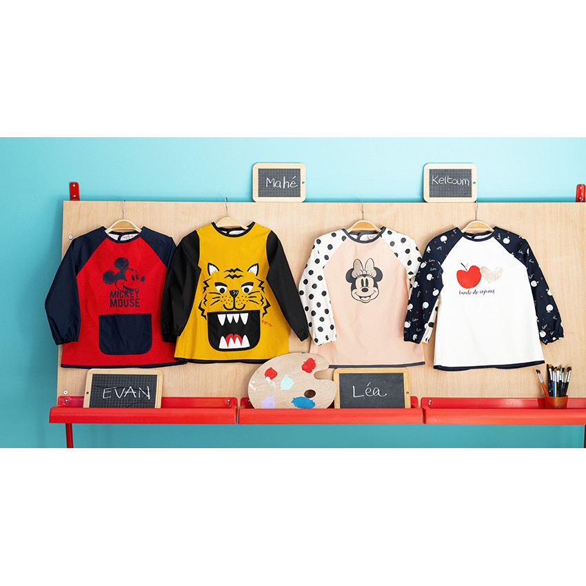 Tablier en toile manches longues imprimé pois et print Minnie Disney pour fille 