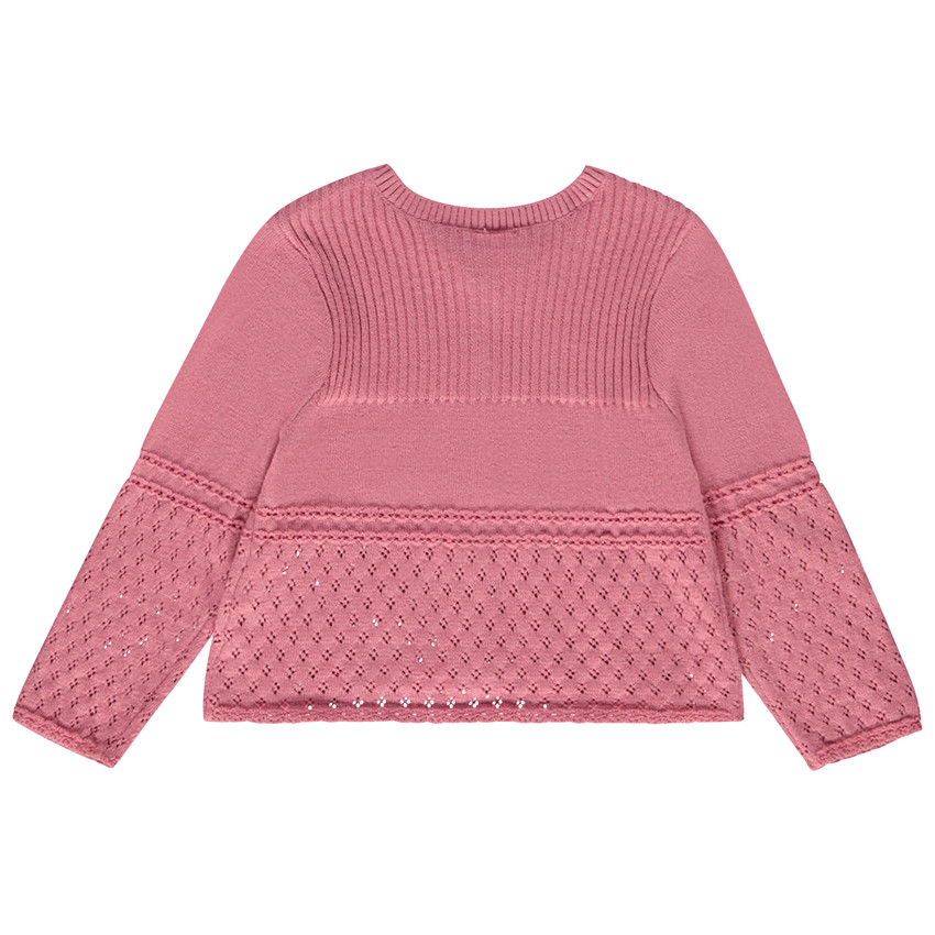 Gilet en tricot ajouré coloris uni pour bébé fille 