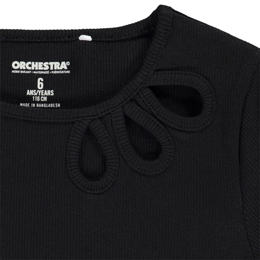 T-shirt manches courtes côtelé et ajouré pour fille 