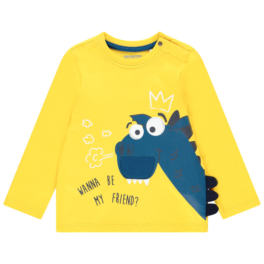 T-shirt manches longues en coton print dragon ludique 