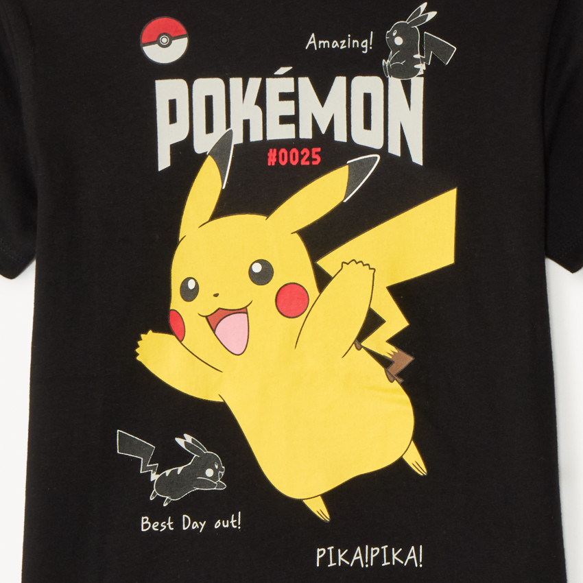 T-shirt manches courtes print Pikachu Pokémon pour garçon 