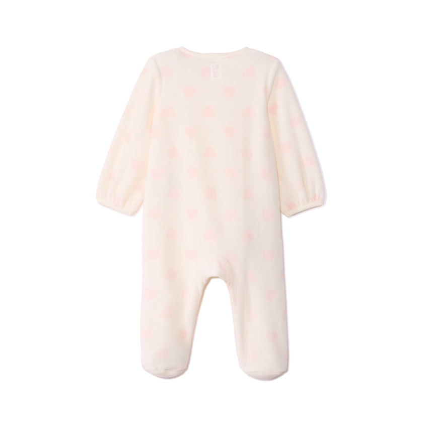 Dors-bien en velours imprimé cœurs pour bébé fille  