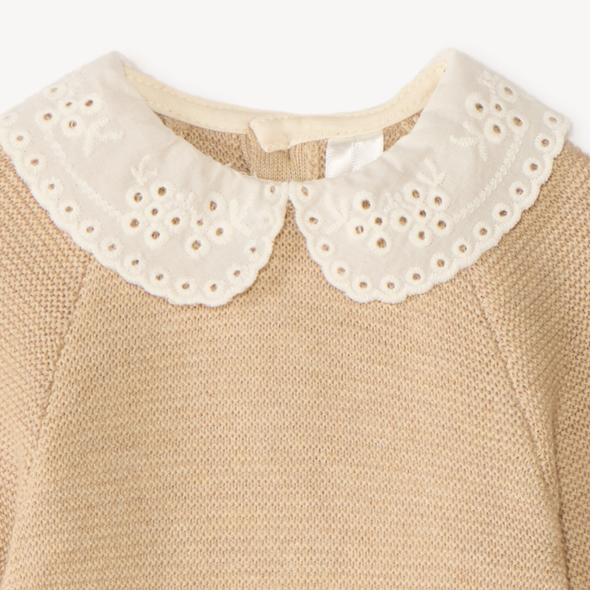 Combinaison barboteuse col claudine pour bébé fille 