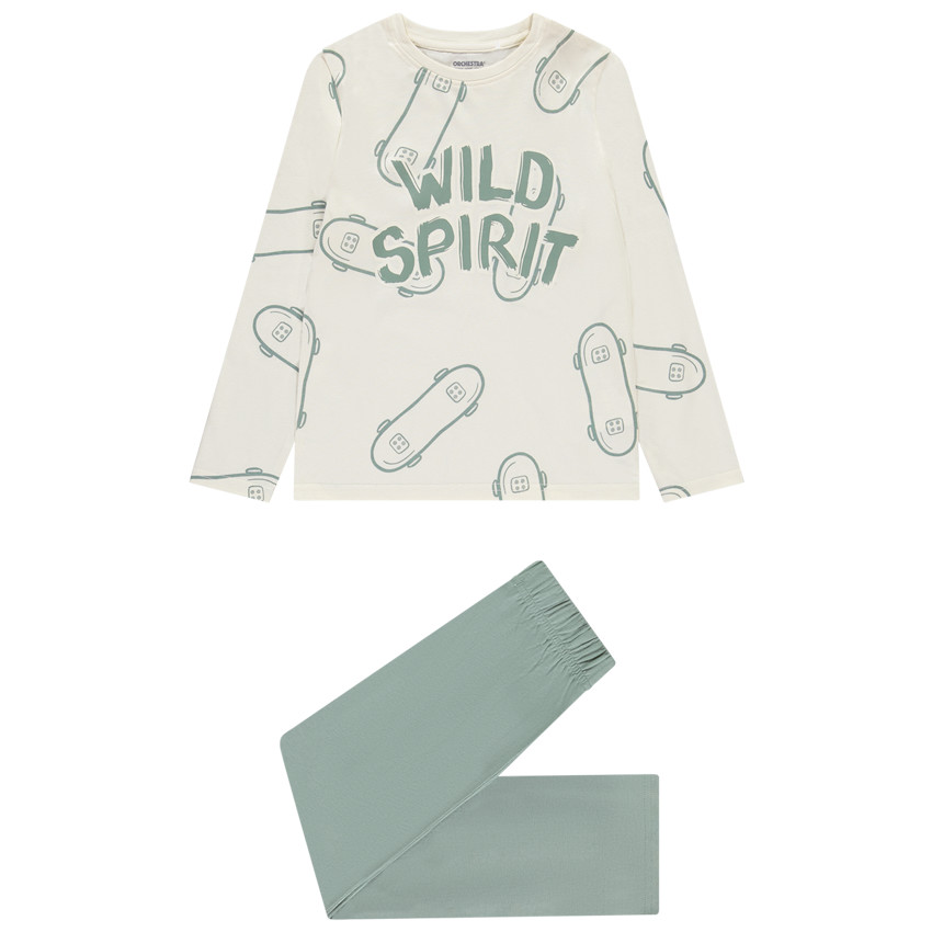 Set pyjama long en jersey imprimé skates pour garçon