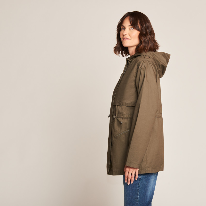 Veste de grossesse et de portage en toile avec capuche intégrée 