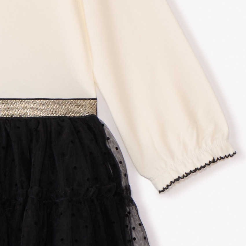 Robe manches longues effet 2 en 1 bi-matière pour bébé fille 