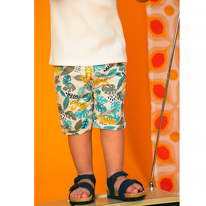 Bermuda en coton imprimé jungle pour bébé garçon 