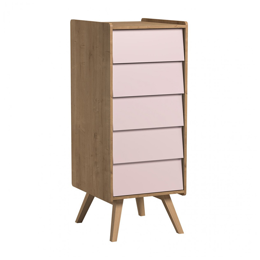 Chiffonier Vintage - Chêne / Rose 