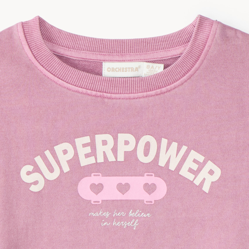 Sweat oversize fille rose délavé  