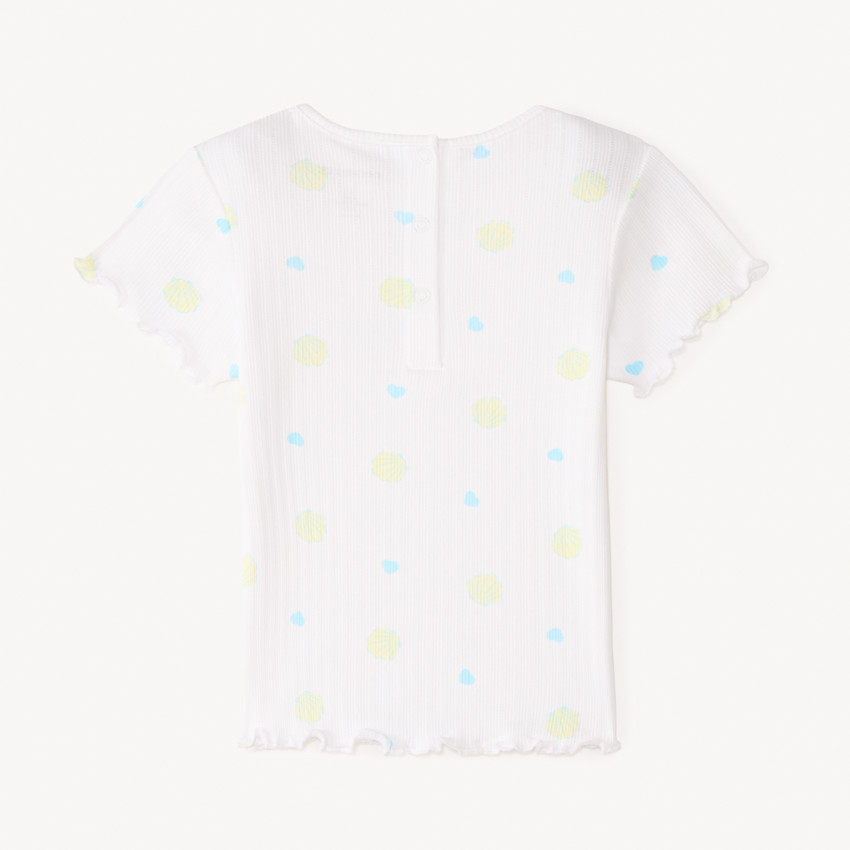 T-shirt manches courtes en maille côtelée imprimé fantaisie pour bébé fille 