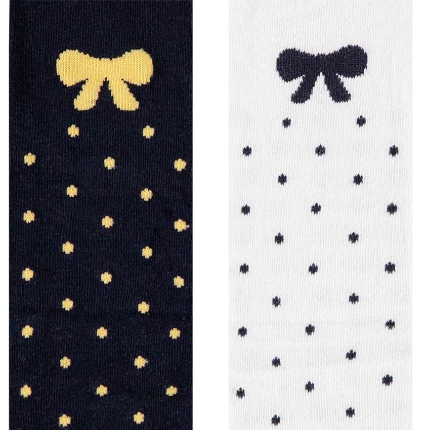 Lot de 2 collants épais motif pois et noeuds 