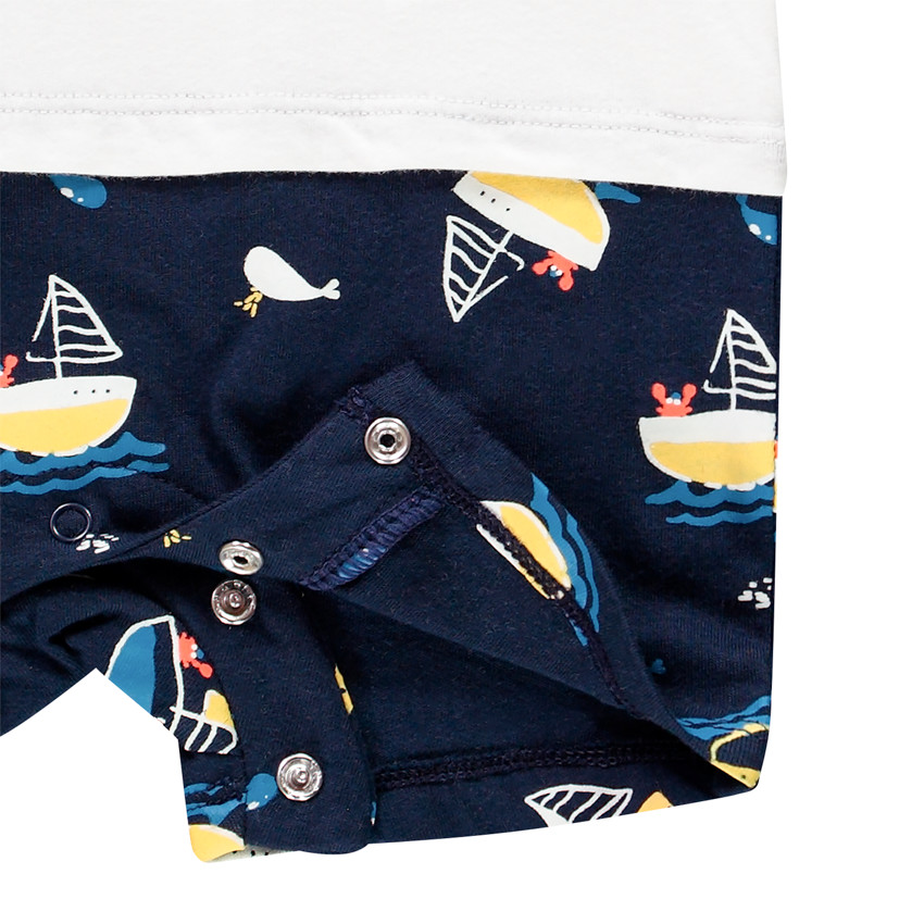 Combinaison courte en maille effet 2-en-1 pour bébé garçon 