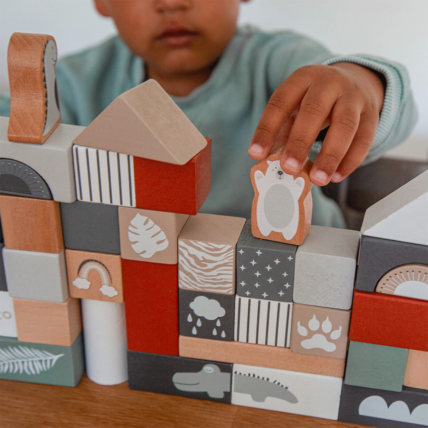 Jeu de construction en bois - 50 pièces 