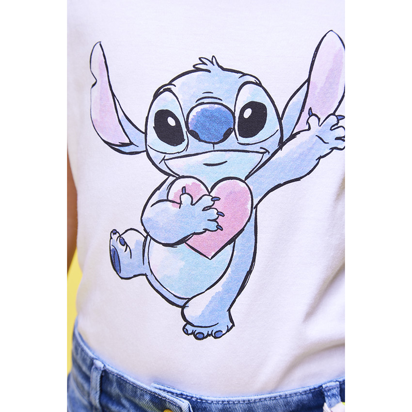 T-shirt manches courtes en jersey print Stitch Disney pour fille