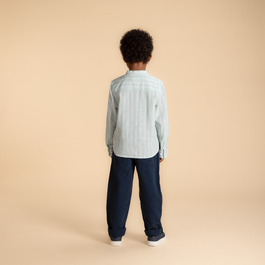 Chemise manches longues à rayures et col mao pour garçon  