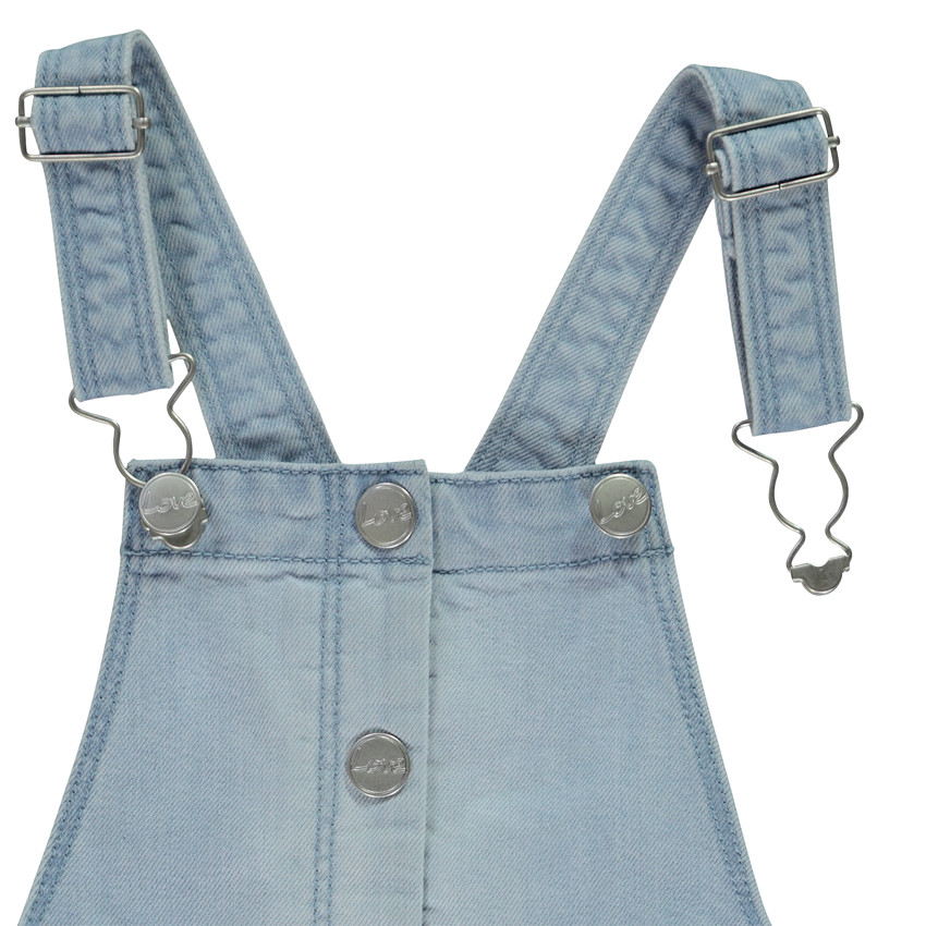 Salopette courte et large en jean avec poches pour fille 