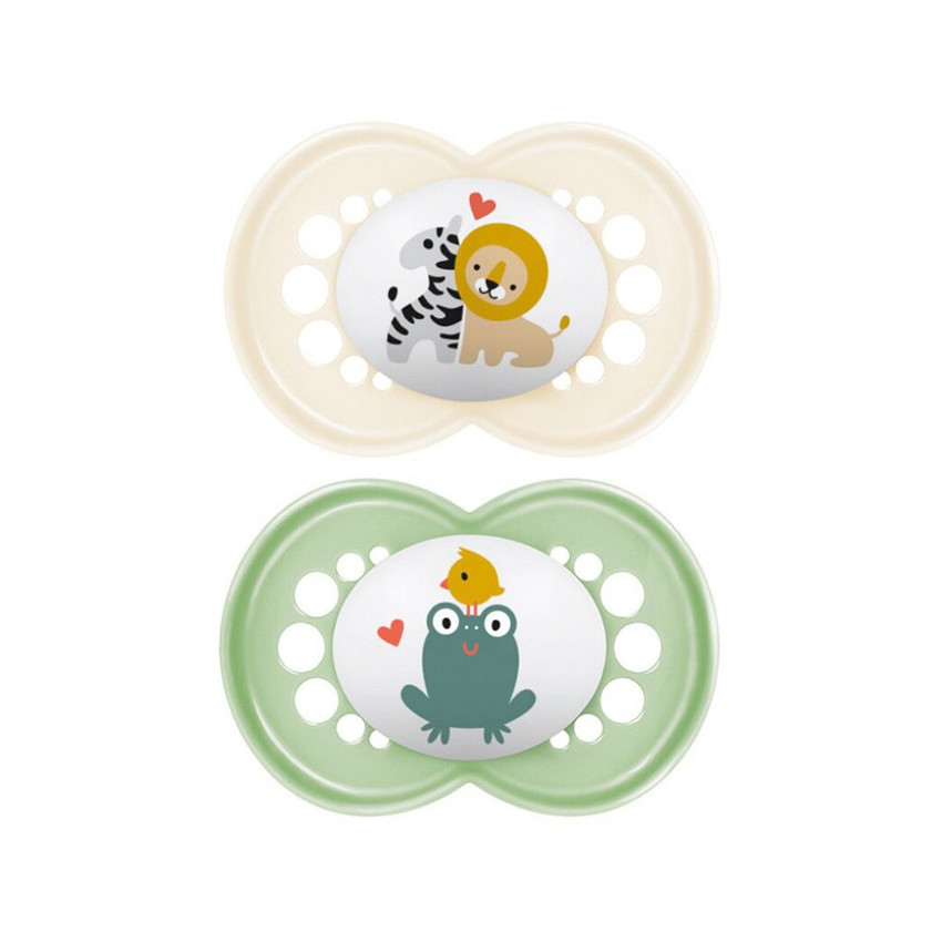 Lot de 2 sucettes silicone Original 6M+ duo d'animaux (modèle aléatoire) 